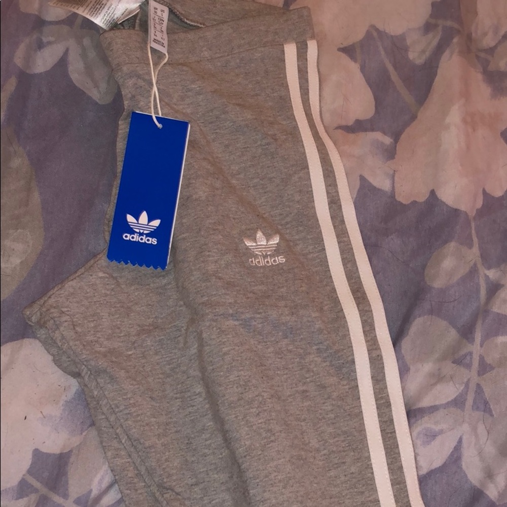 adidas grey striped leggings